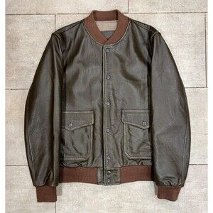 RRL Ralph Lauren Double RL Leather Bomber Jacket Cowhide Men's L Brown Sample